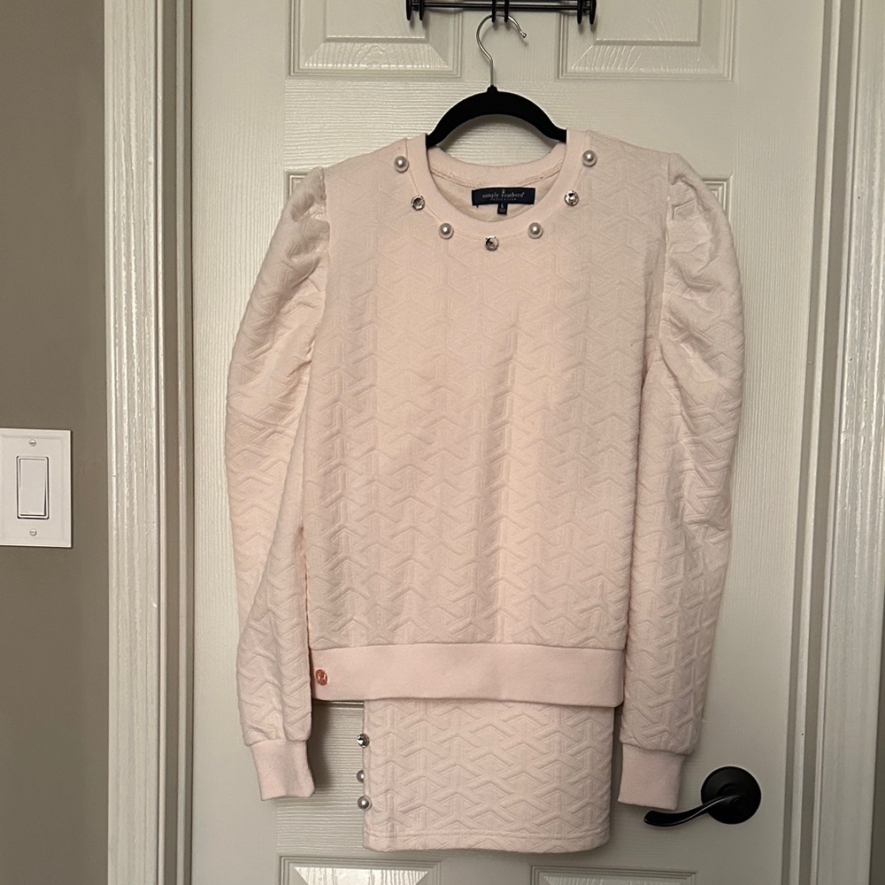 Simply Southern Cream Quilted Sweatshirt with Button Accents and matching pants
